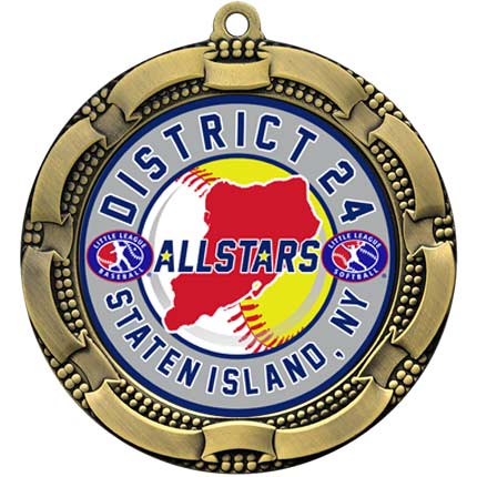 Little League insert medal with banner border