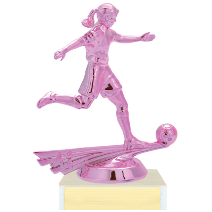 Soccer Trophy - Pink Girl Playing