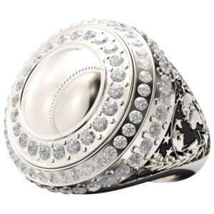 World Class Baseball Ring - Clear Gems - Silver